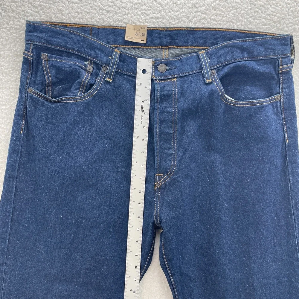 Levi's Jeans Men's 36x34 Blue 501 Original Straight Button Fly Dark Denim Grunge